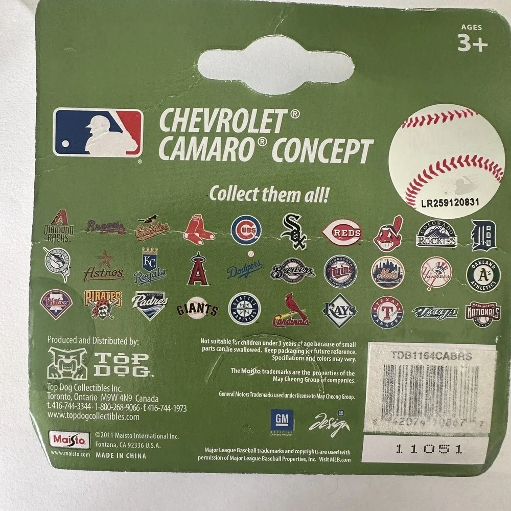 San‎ Francisco Giants Top Dog Chevrolet Camaro Concept Car MLB Baseball Toy RARE